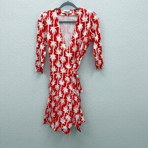 Diane Von Furstenberg Red and White Wrap Dress